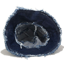 Load image into Gallery viewer, Washed-out Vintage Ripped Cowboy Hat Children Fashion Street Rough Selvedge Fisherman Hat Spring and Summer Outdoor Sun Hat
