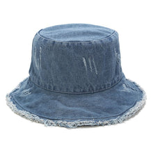 Load image into Gallery viewer, Washed-out Vintage Ripped Cowboy Hat Children Fashion Street Rough Selvedge Fisherman Hat Spring and Summer Outdoor Sun Hat
