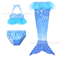 Load image into Gallery viewer, Children Mermaid Tail Princess Mesh Swimsuit Split Bikini Set Three-Piece Set Swimwear
