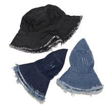 Load image into Gallery viewer, Washed-out Vintage Ripped Cowboy Hat Children Fashion Street Rough Selvedge Fisherman Hat Spring and Summer Outdoor Sun Hat
