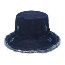 Load image into Gallery viewer, Washed-out Vintage Ripped Cowboy Hat Children Fashion Street Rough Selvedge Fisherman Hat Spring and Summer Outdoor Sun Hat

