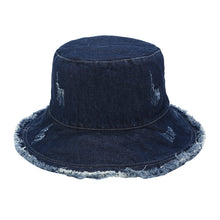 Load image into Gallery viewer, Washed-out Vintage Ripped Cowboy Hat Children Fashion Street Rough Selvedge Fisherman Hat Spring and Summer Outdoor Sun Hat
