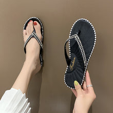 Load image into Gallery viewer, Women's Korean-Style Rhinestone Flip-Flops Flat Sandals

