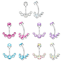 Load image into Gallery viewer, Stainless Steel Czech Diamond Belly Ring Navel Stud Piercing Jewelry

