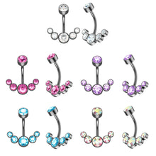 Load image into Gallery viewer, Stainless Steel Czech Diamond Belly Ring Navel Stud Piercing Jewelry
