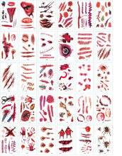 Load image into Gallery viewer, Halloween Tattoo Sticker Paper Water Transfer Sticker Scar Tattoo Sticker Paper Scar Paster 3D Tattoo Sticker
