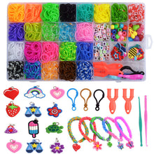 Load image into Gallery viewer, 28 Grid  Rainbow Rubber Band Ribbons Gifts for Girls DIY Handmade Bracelet Tool Kit Beaded Toys for Girls Stretch Craft Toy
