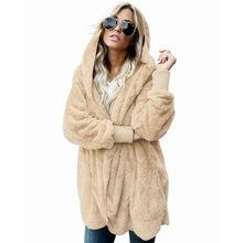 Load image into Gallery viewer, Ladies Fashion Hooded Coat Female Loose Fur Cardigan Coat Women Faux Fur Coat Autumn Winter Warm Jacket Outwear Long Coat
