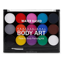 Load image into Gallery viewer, 15 Colors  Face Painting Body Makeup Non Toxic Safe Water Paint Oil With Brush Christmas Halloween Party Tools

