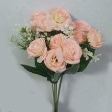 Load image into Gallery viewer, 15 Heads Mini Roses Bouquet Artificial Flower Wedding Scene Layout Fake Floral Living Room Desk Christmas Home Decor Accessories
