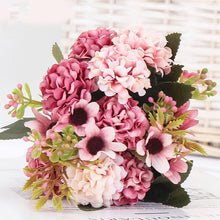 Load image into Gallery viewer, 15 flower head silk hydrangea artificial flower   white wedding flowers small bouquet fake flower party DIY decoratio
