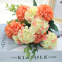 Load image into Gallery viewer, 15 flower head silk hydrangea artificial flower   white wedding flowers small bouquet fake flower party DIY decoratio
