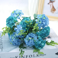 Load image into Gallery viewer, 15 flower head silk hydrangea artificial flower   white wedding flowers small bouquet fake flower party DIY decoratio
