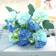 Load image into Gallery viewer, 15 flower head silk hydrangea artificial flower   white wedding flowers small bouquet fake flower party DIY decoratio
