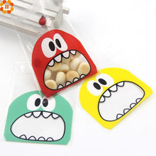 Load image into Gallery viewer, 150PCS 7X7CM 3Colors Cute Cartoon Monster Cookie&amp;Candy Bag Self-Adhesive Plastic Bags For Biscuits Snack Baking Package Supplies
