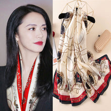 Load image into Gallery viewer, Women's Korean-Style Autumn and Winter Printing Silk Mulberry Silk Scarf Warm Shawl Scarf
