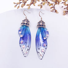 Load image into Gallery viewer, S925 Ear Hook Butterfly Earrings Temperamental Earrings Cicada Wings Gradient Color Girls Stud Earrings
