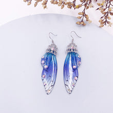 Load image into Gallery viewer, S925 Ear Hook Butterfly Earrings Temperamental Earrings Cicada Wings Gradient Color Girls Stud Earrings
