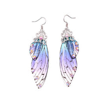 Load image into Gallery viewer, S925 Ear Hook Butterfly Earrings Temperamental Earrings Cicada Wings Gradient Color Girls Stud Earrings
