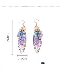 Load image into Gallery viewer, S925 Ear Hook Butterfly Earrings Temperamental Earrings Cicada Wings Gradient Color Girls Stud Earrings
