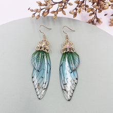 Load image into Gallery viewer, S925 Ear Hook Butterfly Earrings Temperamental Earrings Cicada Wings Gradient Color Girls Stud Earrings
