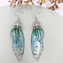 Load image into Gallery viewer, S925 Ear Hook Butterfly Earrings Temperamental Earrings Cicada Wings Gradient Color Girls Stud Earrings
