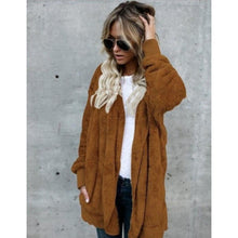Load image into Gallery viewer, Ladies Fashion Hooded Coat Female Loose Fur Cardigan Coat Women Faux Fur Coat Autumn Winter Warm Jacket Outwear Long Coat
