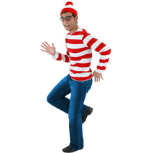 Load image into Gallery viewer, Where's Waldo Now Red and White Stripes Cosplay Costume Adult Men T Shirt Sweater+Hat+Glasses For Christmas Halloween Party Suit
