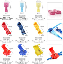 Load image into Gallery viewer, 160 pces wire cable connectors crimp terminals scotch terminal quick lock splice 22-10awg electric car set
