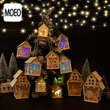 Load image into Gallery viewer, Christmas Decorations Glowing Cabin Snow House Christmas Tree Decorative Ornaments DIY Gift Window Decoration
