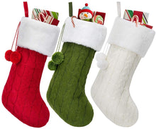 Load image into Gallery viewer, Christmas Decorations Knitted Wool Thick White Woolen Socks Hotel Home Christmas Stockings
