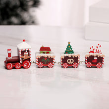 Load image into Gallery viewer, Christmas Decorations Wooden Four-Section Train Christmas Gifts for Children Window Desktop Decoration Cake Decoration
