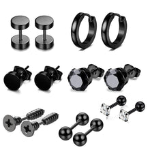 Load image into Gallery viewer, New round Men's Earrings Set Stainless Steel Studs
