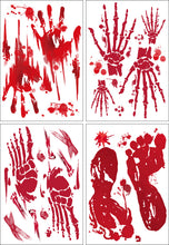 Load image into Gallery viewer, 4pcs/Set Halloween Horror Decoration Supplies Bloodhanded Palm Print Tattoo Sticker Scene Setting Props Blood Stain
