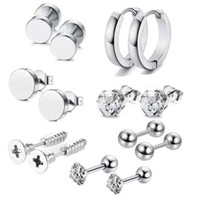 Load image into Gallery viewer, New round Men's Earrings Set Stainless Steel Studs
