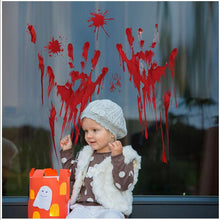 Load image into Gallery viewer, 4pcs/Set Halloween Horror Decoration Supplies Bloodhanded Palm Print Tattoo Sticker Scene Setting Props Blood Stain
