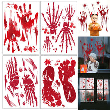 Load image into Gallery viewer, 4pcs/Set Halloween Horror Decoration Supplies Bloodhanded Palm Print Tattoo Sticker Scene Setting Props Blood Stain
