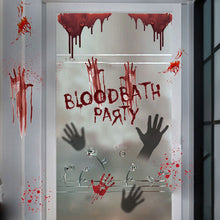 Load image into Gallery viewer, 4pcs/Set Halloween Horror Decoration Supplies Bloodhanded Palm Print Tattoo Sticker Scene Setting Props Blood Stain
