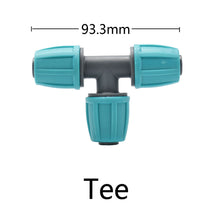 Load image into Gallery viewer, 16mm 1/2'' PE Pipe Connector Water Splitter Tee Coupling Threaded Lock to 4/7mm Hose Reducer Garden Watering Drip Irrigation
