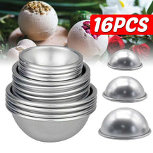 Load image into Gallery viewer, 16pcs/pack Bath Bombs Metal Aluminum Alloy Bath Bomb Mold 3D Ball Sphere Shape DIY Bathing Tool Accessories Creative Mold
