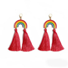 Load image into Gallery viewer, Tassel Bohemian Earrings Rainbow Hand-Woven Earrings Antique Retro Exaggerated and Personalized Earrings
