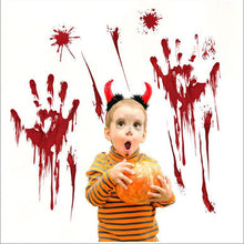 Load image into Gallery viewer, 4pcs/Set Halloween Horror Decoration Supplies Bloodhanded Palm Print Tattoo Sticker Scene Setting Props Blood Stain

