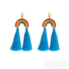 Load image into Gallery viewer, Tassel Bohemian Earrings Rainbow Hand-Woven Earrings Antique Retro Exaggerated and Personalized Earrings
