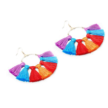 Load image into Gallery viewer, Tassel Bohemian Earrings Rainbow Hand-Woven Earrings Antique Retro Exaggerated and Personalized Earrings
