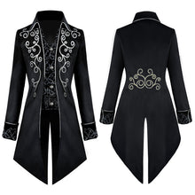 Load image into Gallery viewer, Retro Court Costume Halloween Silver Edge Swallowtail Men's Overcoat Jacket
