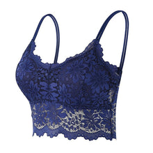 Load image into Gallery viewer, Women Sleeveless Lace Vest Bra Cropped Top Camisole Padded Tank Tops Fitness Underwear Floral Lace Bralette 7 Colors
