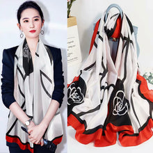 Load image into Gallery viewer, Women's Korean-Style Autumn and Winter Printing Silk Mulberry Silk Scarf Warm Shawl Scarf
