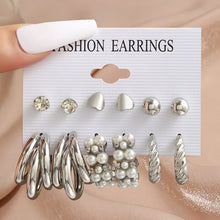 Load image into Gallery viewer, Pearl Twist Hoop Earrings Set Butterfly Acrylic Dangle Earrings for Women Metal Hollow Gold Plated Earring Cartoon Jewelry
