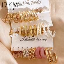 Load image into Gallery viewer, Pearl Twist Hoop Earrings Set Butterfly Acrylic Dangle Earrings for Women Metal Hollow Gold Plated Earring Cartoon Jewelry
