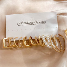 Load image into Gallery viewer, Pearl Twist Hoop Earrings Set Butterfly Acrylic Dangle Earrings for Women Metal Hollow Gold Plated Earring Cartoon Jewelry
